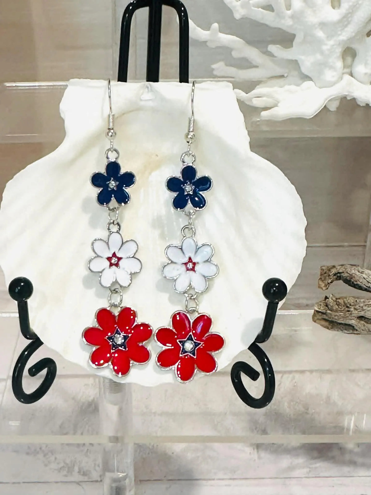 Patriotic Flower Earrings