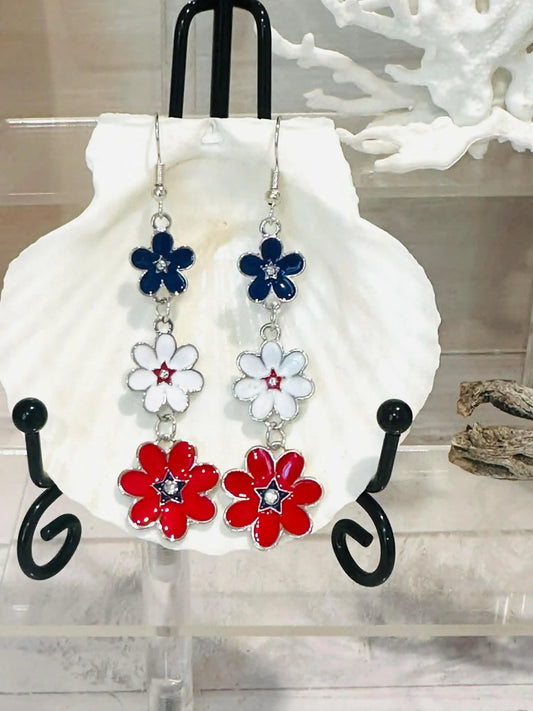 Patriotic Flower Earrings