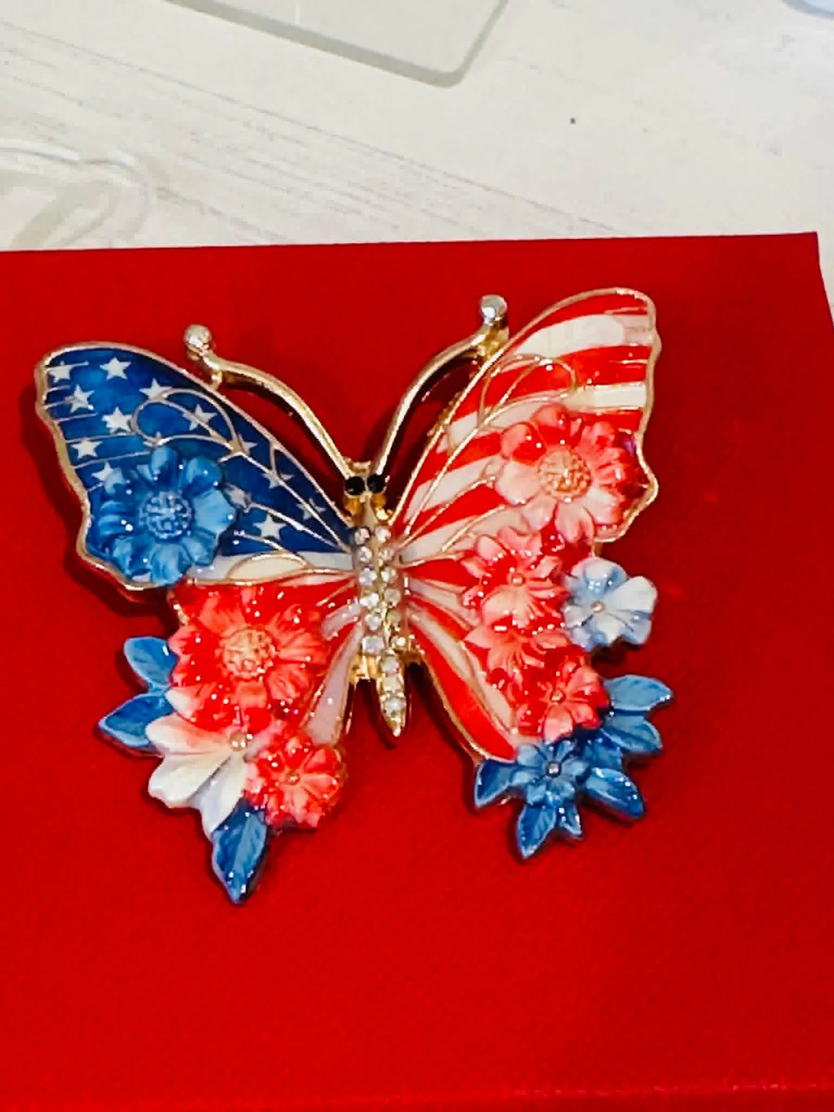 Patriotic Butterfly Brooch