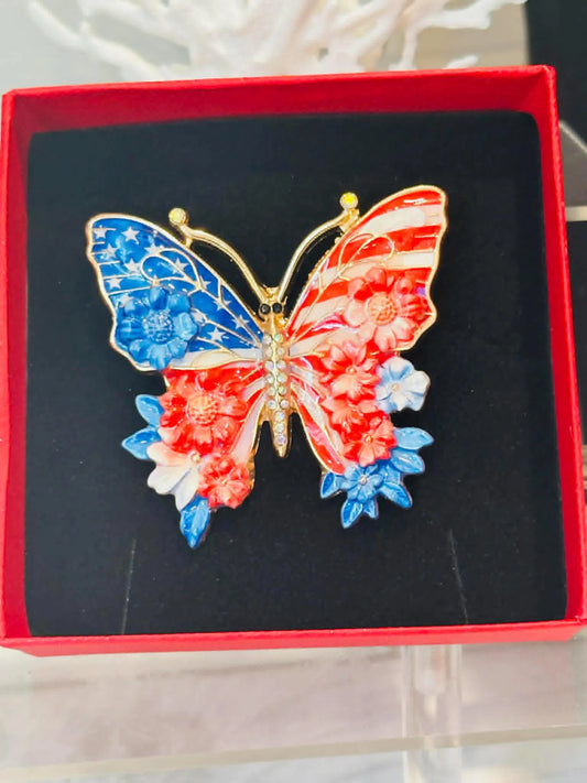 Patriotic Butterfly Brooch