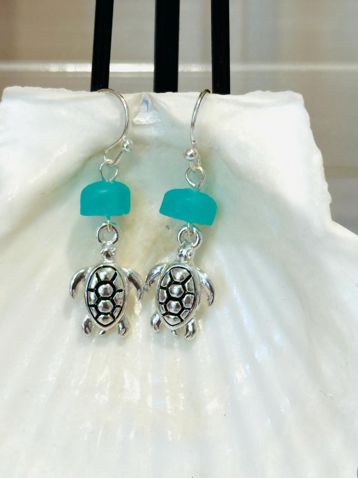 Sea Glass Sea Turtle Earrings