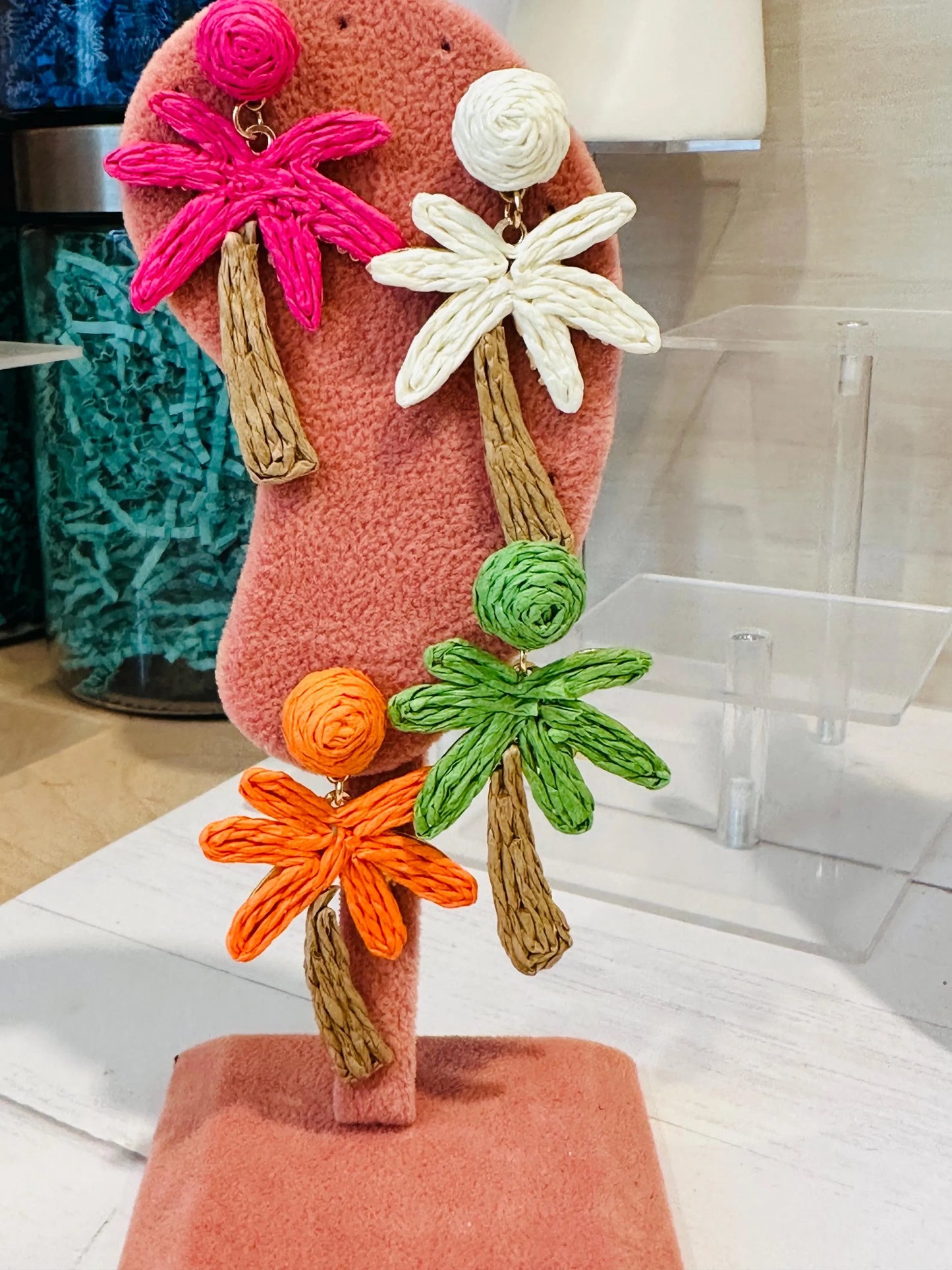Rattan Palm Tree Earrings