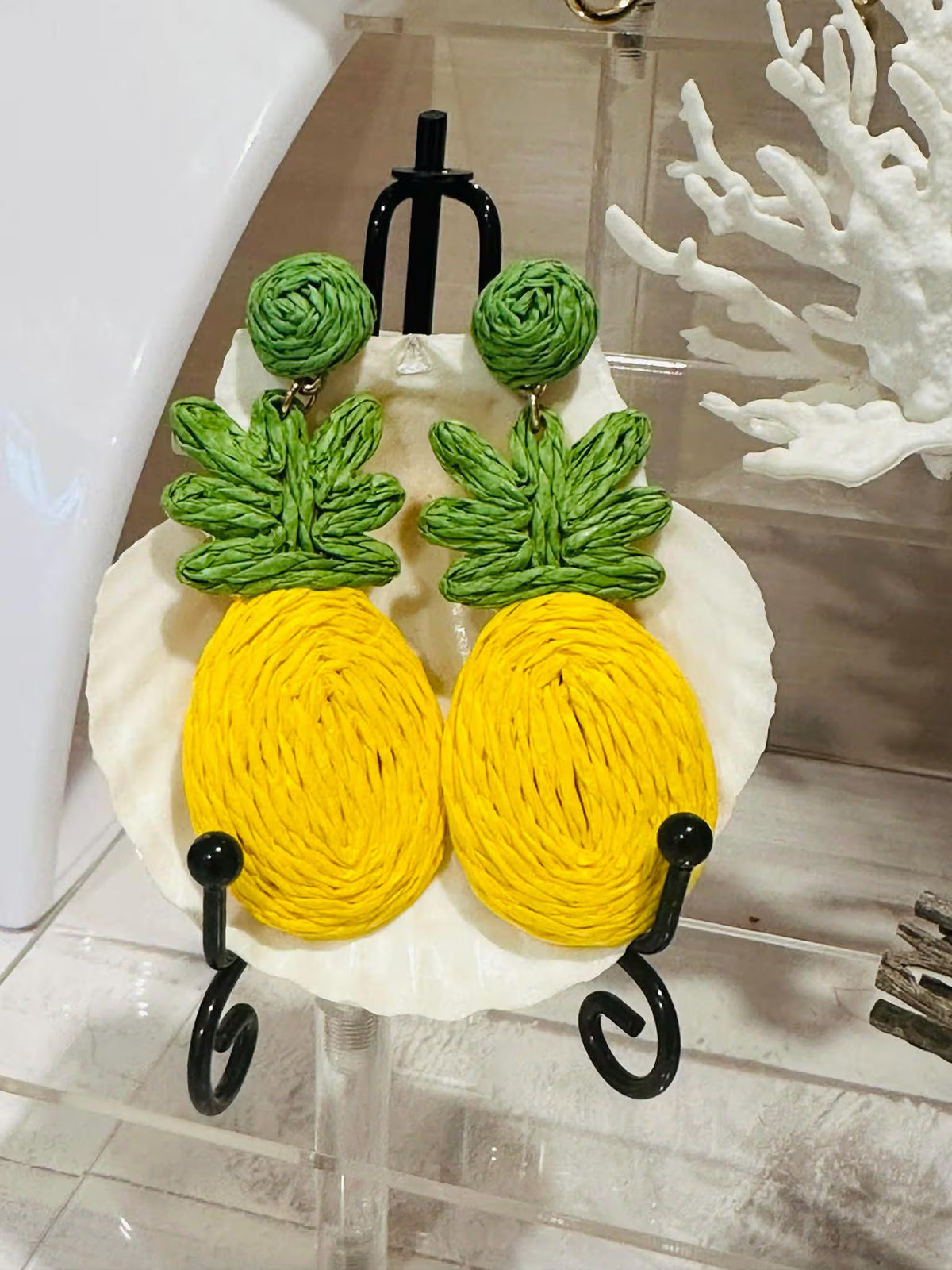 Raffia Pineapple Earrings