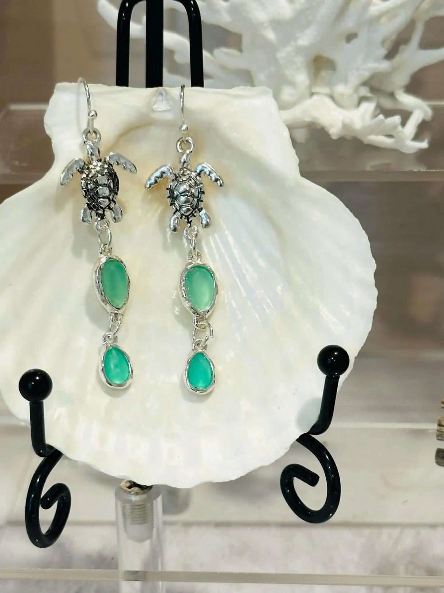 Sea Turtle Sea Glass Earrings