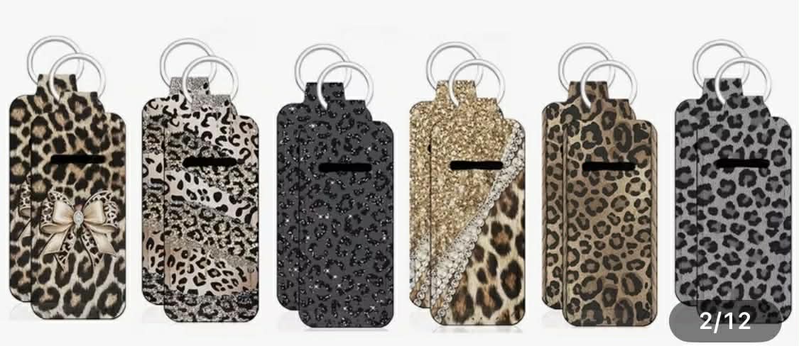 Leopard Print Lip Balm holder Keychain