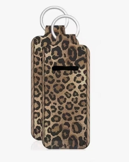 Leopard Print Lip Balm holder Keychain