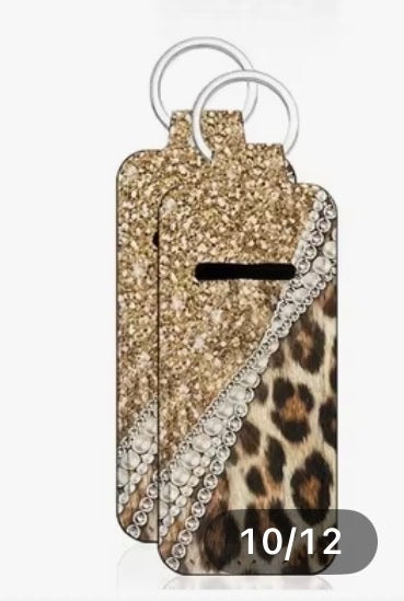 Leopard Print Lip Balm holder Keychain