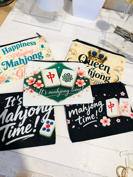 Mini Mahjong Zippered Coin Bags