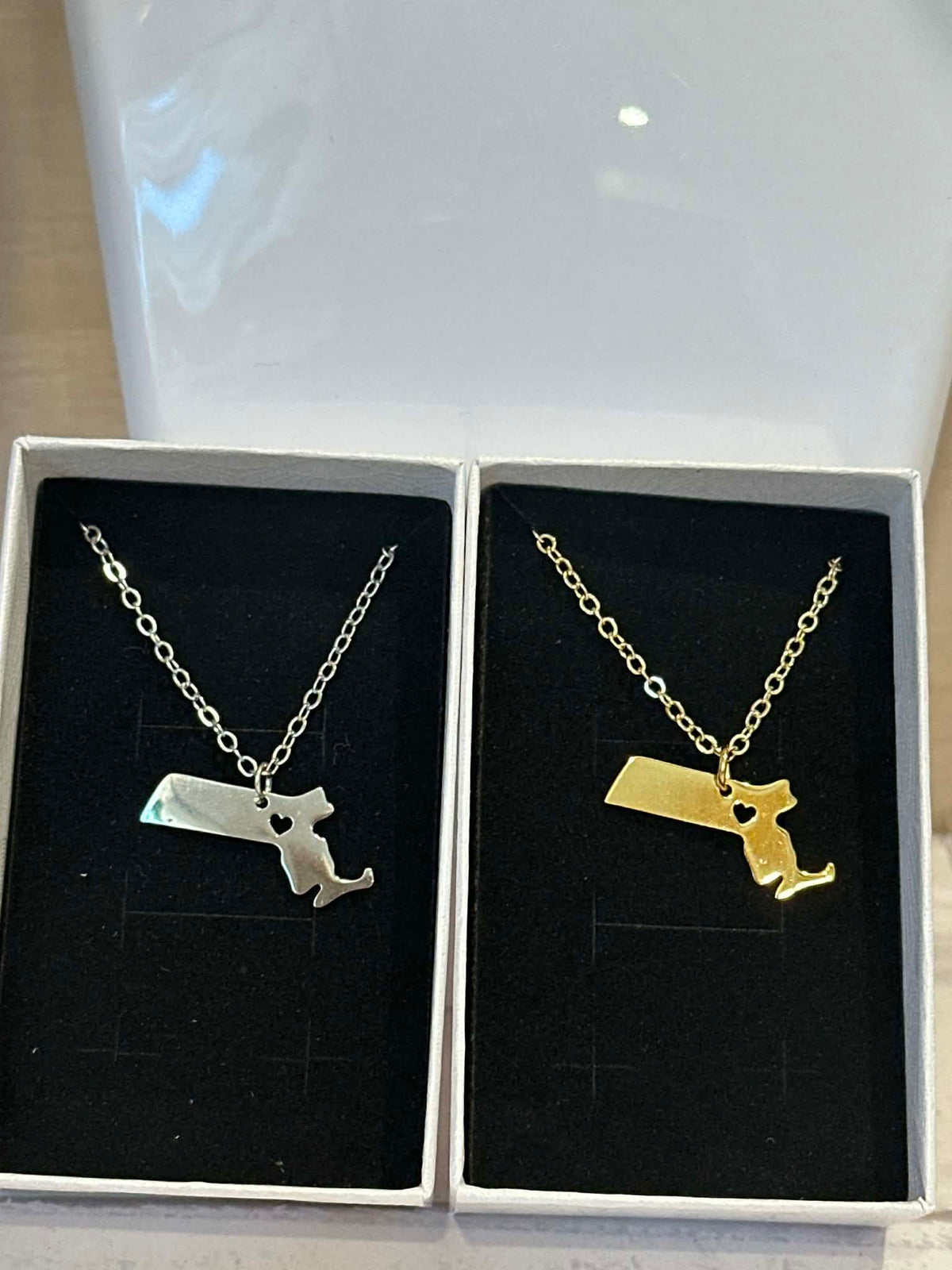 Massachusetts State  Map Necklace