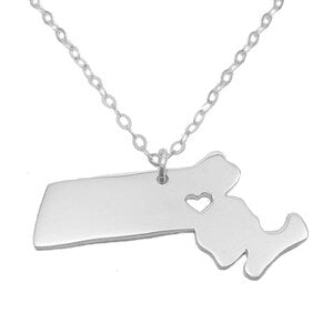 Massachusetts State  Map Necklace