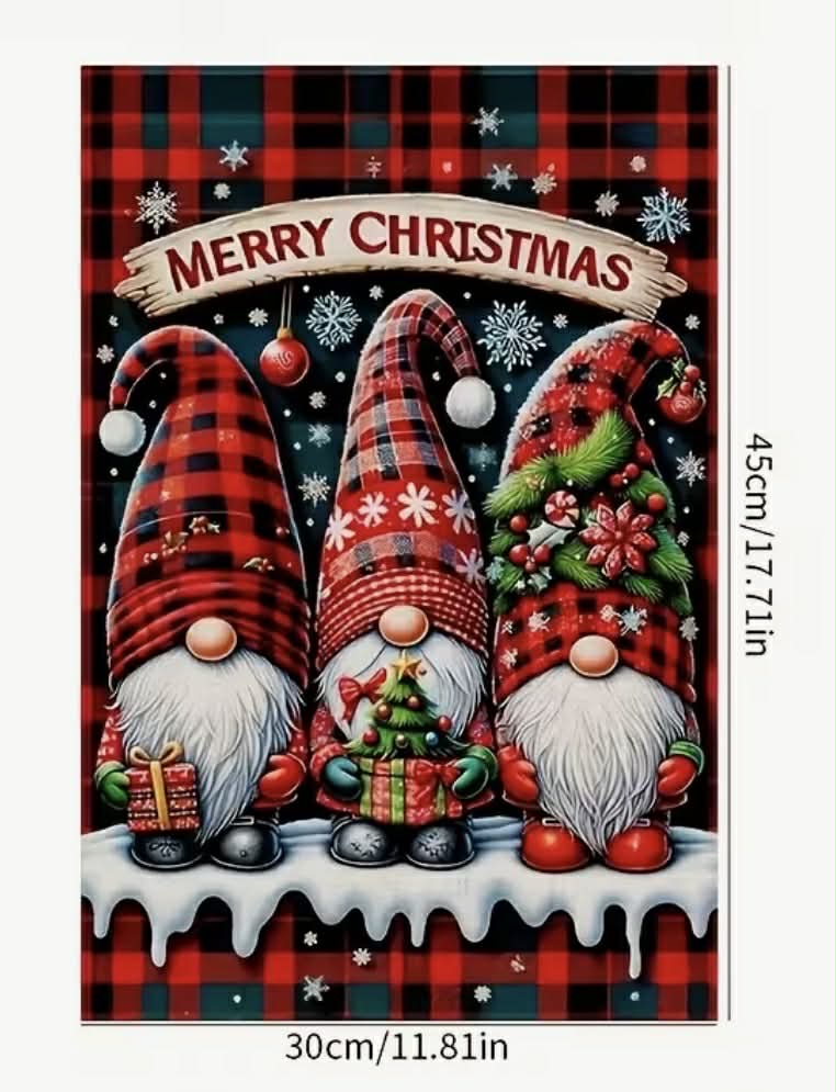 Merry Christmas Gnome Garden Flag