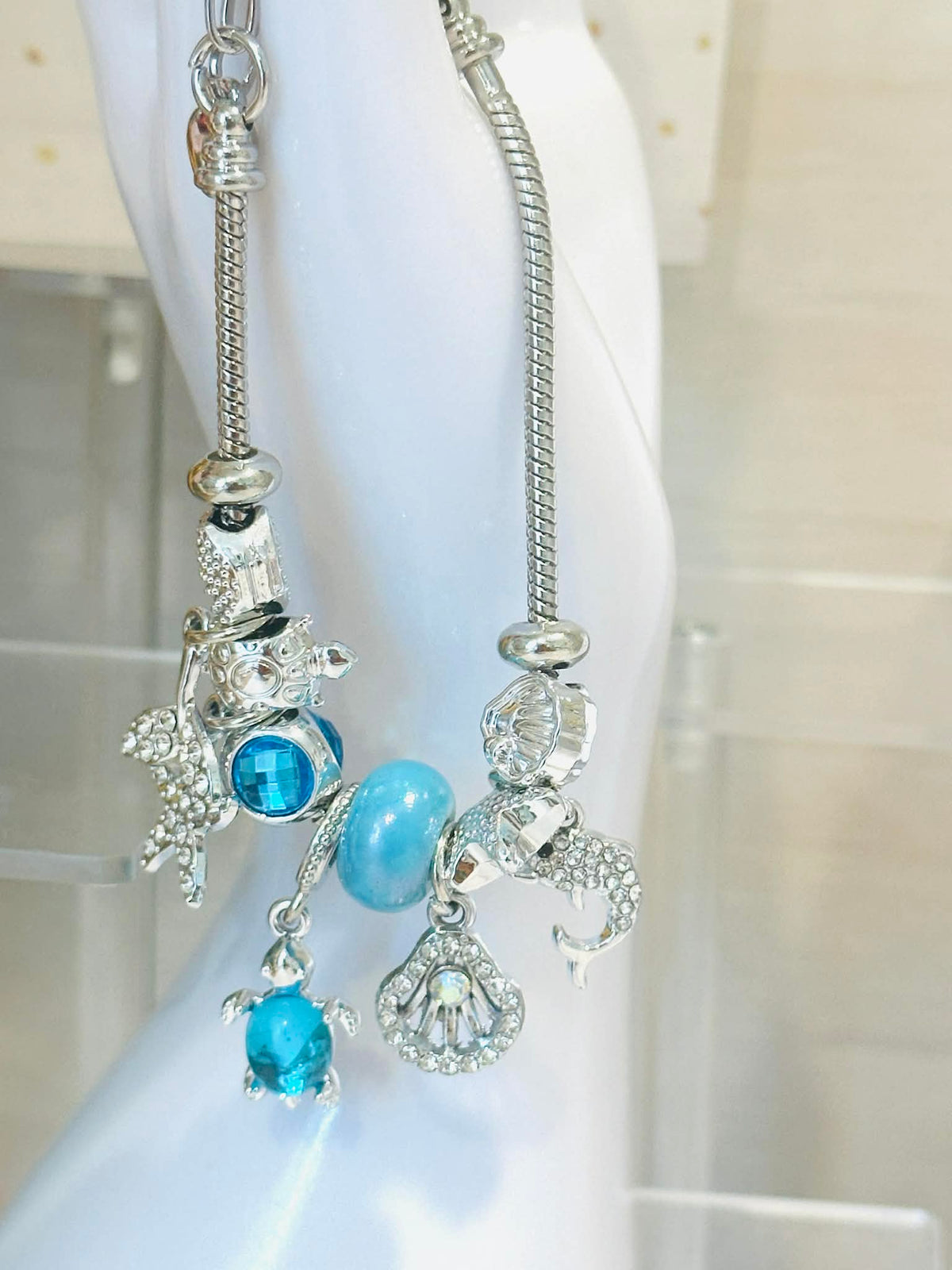 Coastal Glass Beaded Charm Bracelets