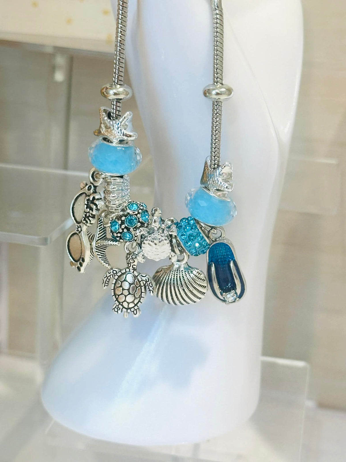 Coastal Glass Beaded Charm Bracelets
