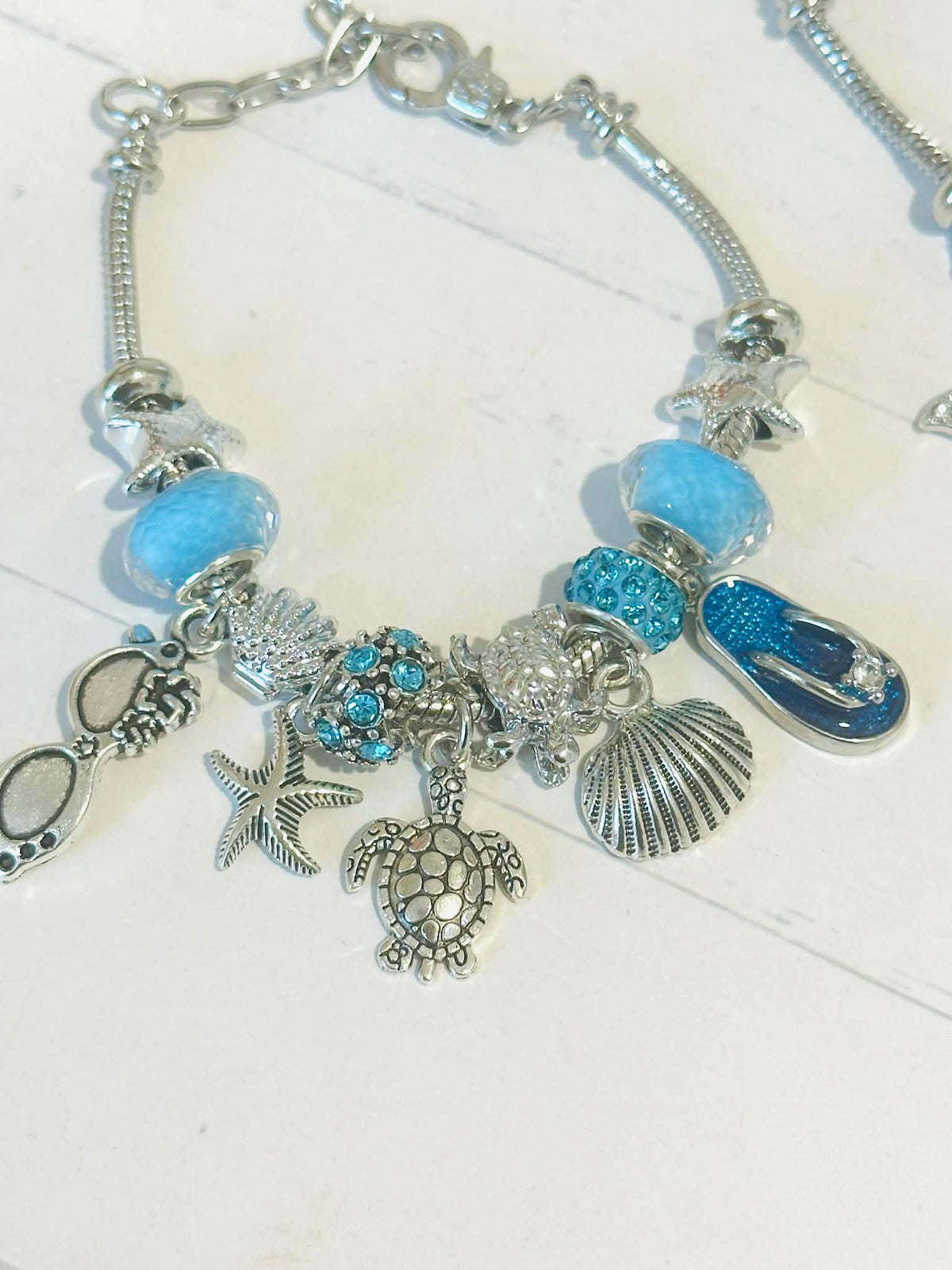 Coastal Glass Beaded Charm Bracelets