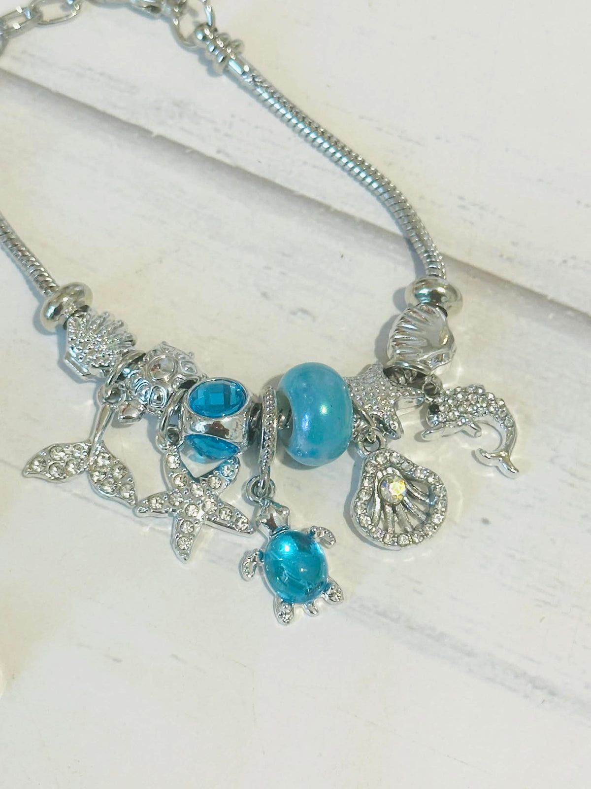 Coastal Glass Beaded Charm Bracelets