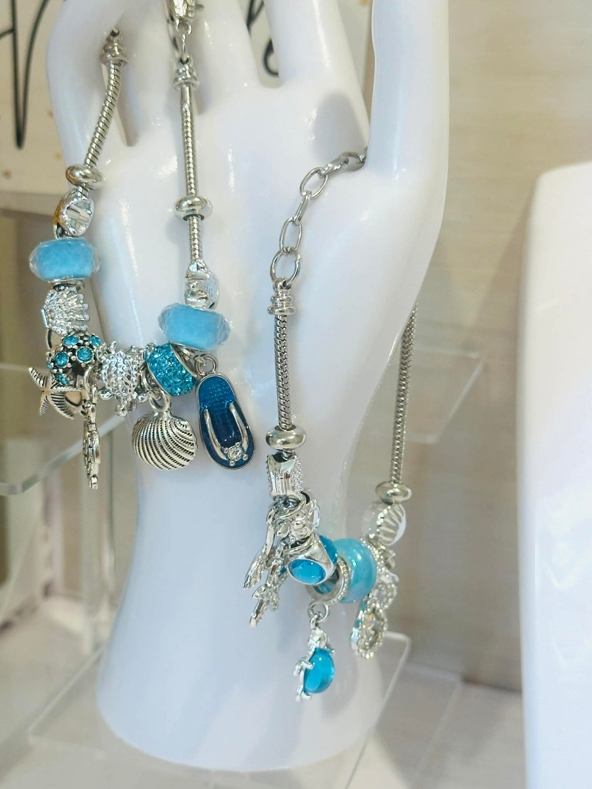 Coastal Glass Beaded Charm Bracelets