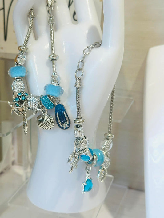 Coastal Glass Beaded Charm Bracelets
