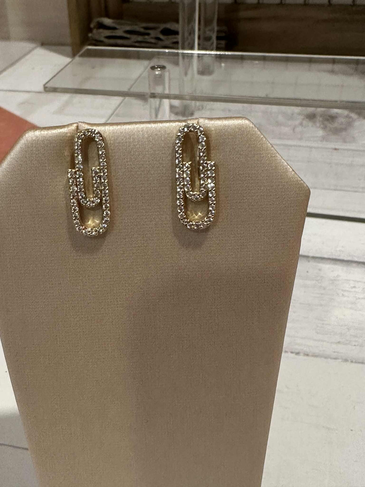 Rhinestone Paperclip Stud Earrings