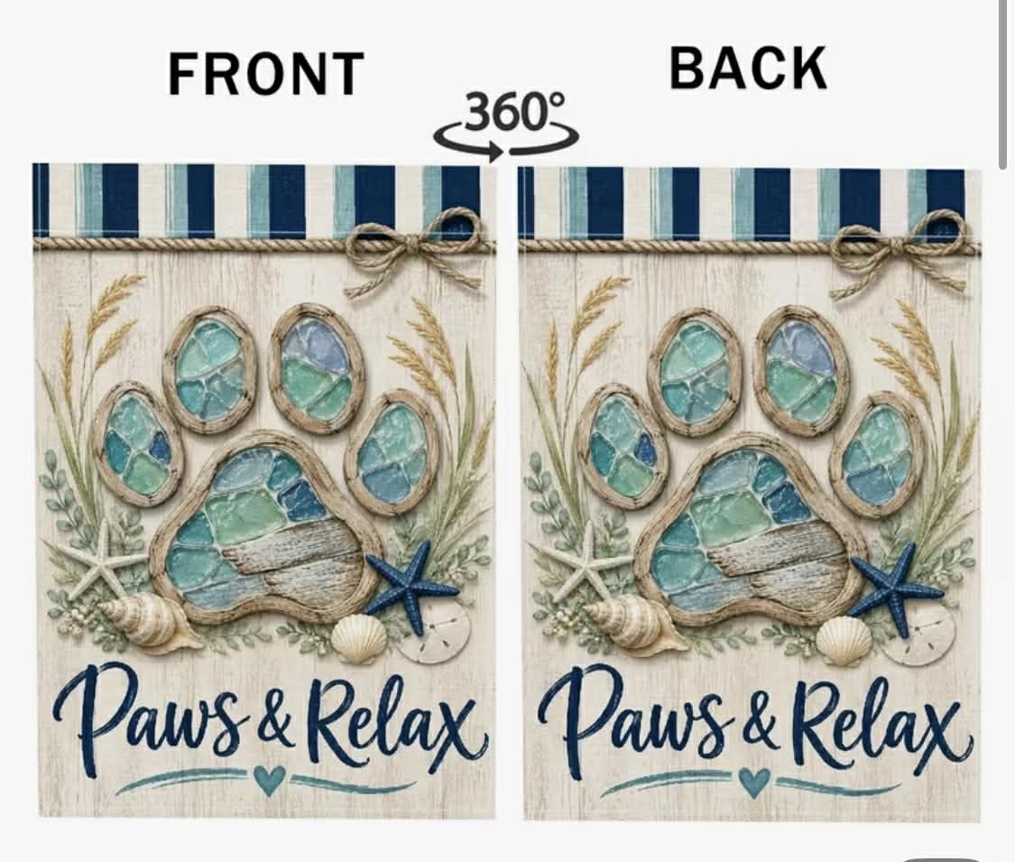 Coastal Paws & Relax  Garden Flag