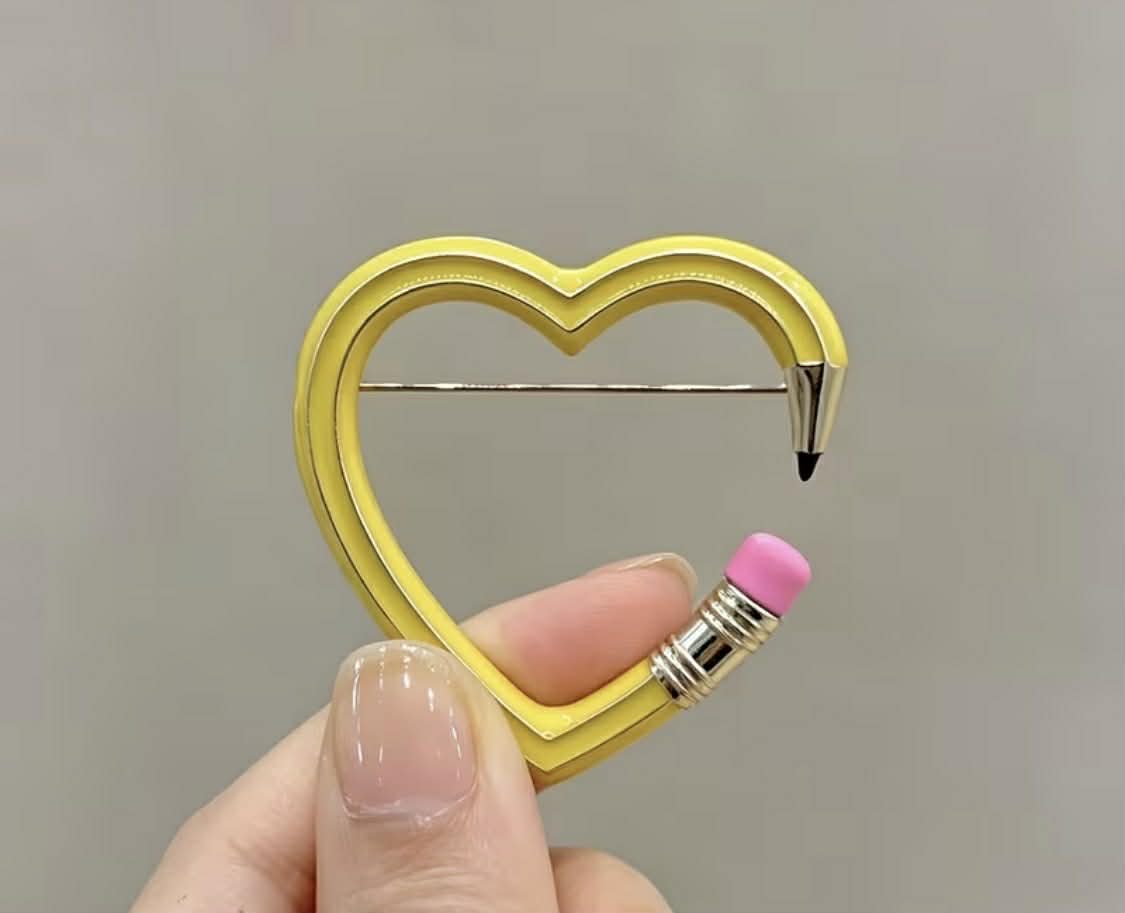 Heart Shaped Pencil Brooch