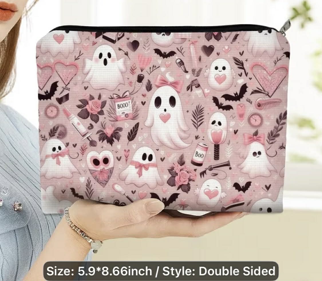 Pink Ghost Zippered Pouch