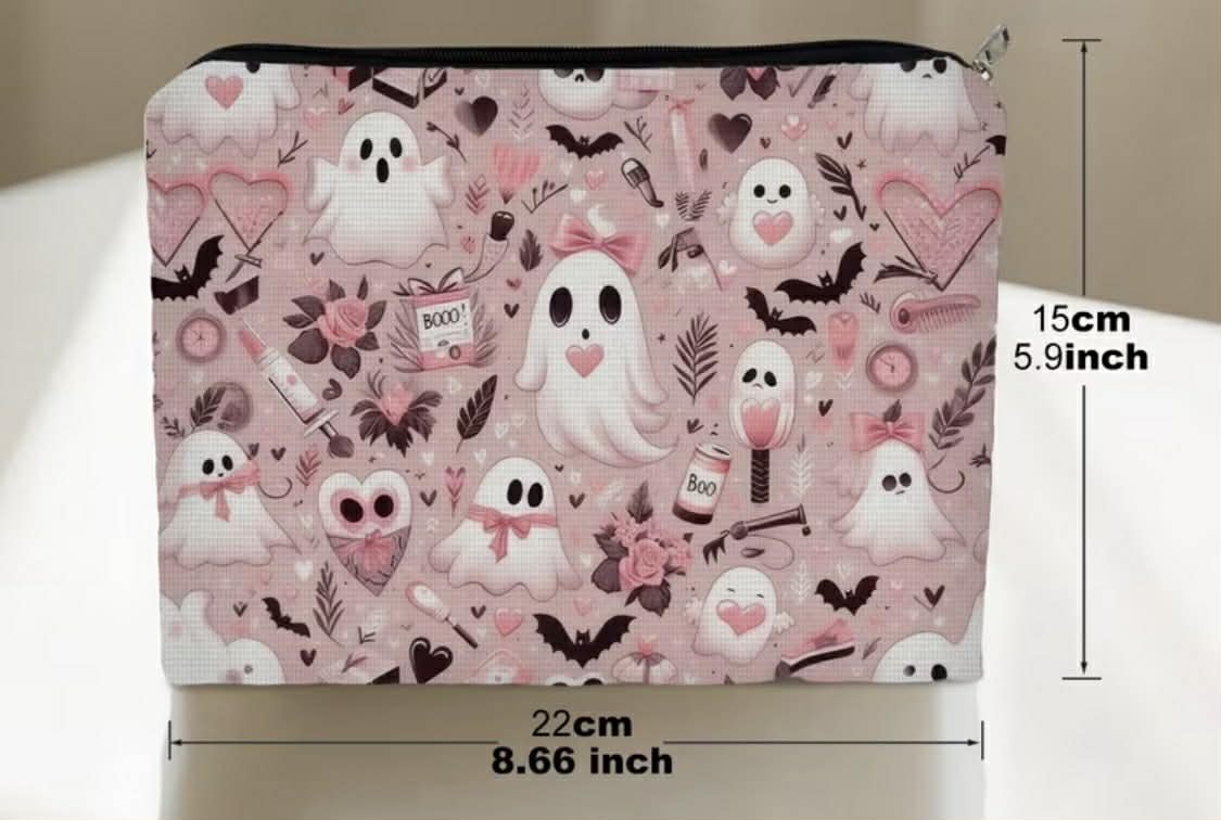 Pink Ghost Zippered Pouch