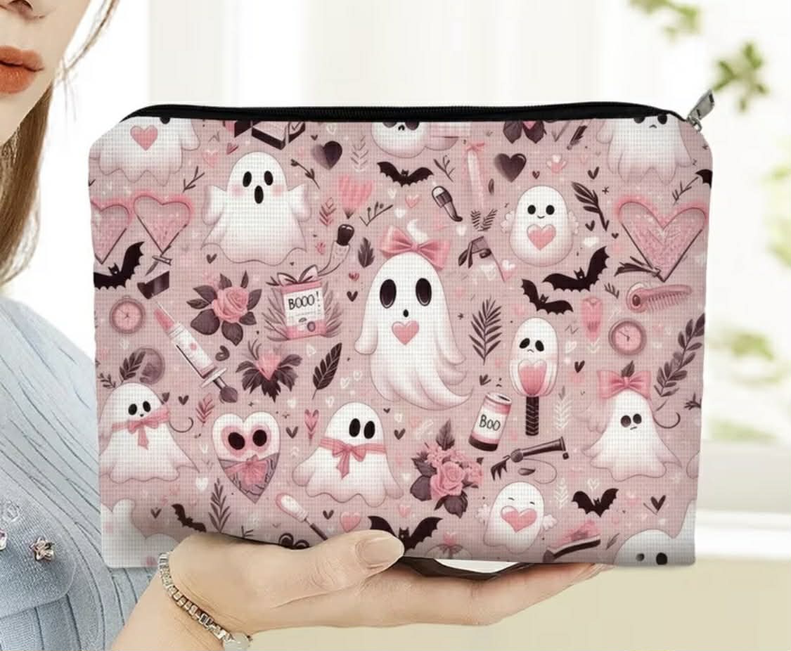 Pink Ghost Zippered Pouch