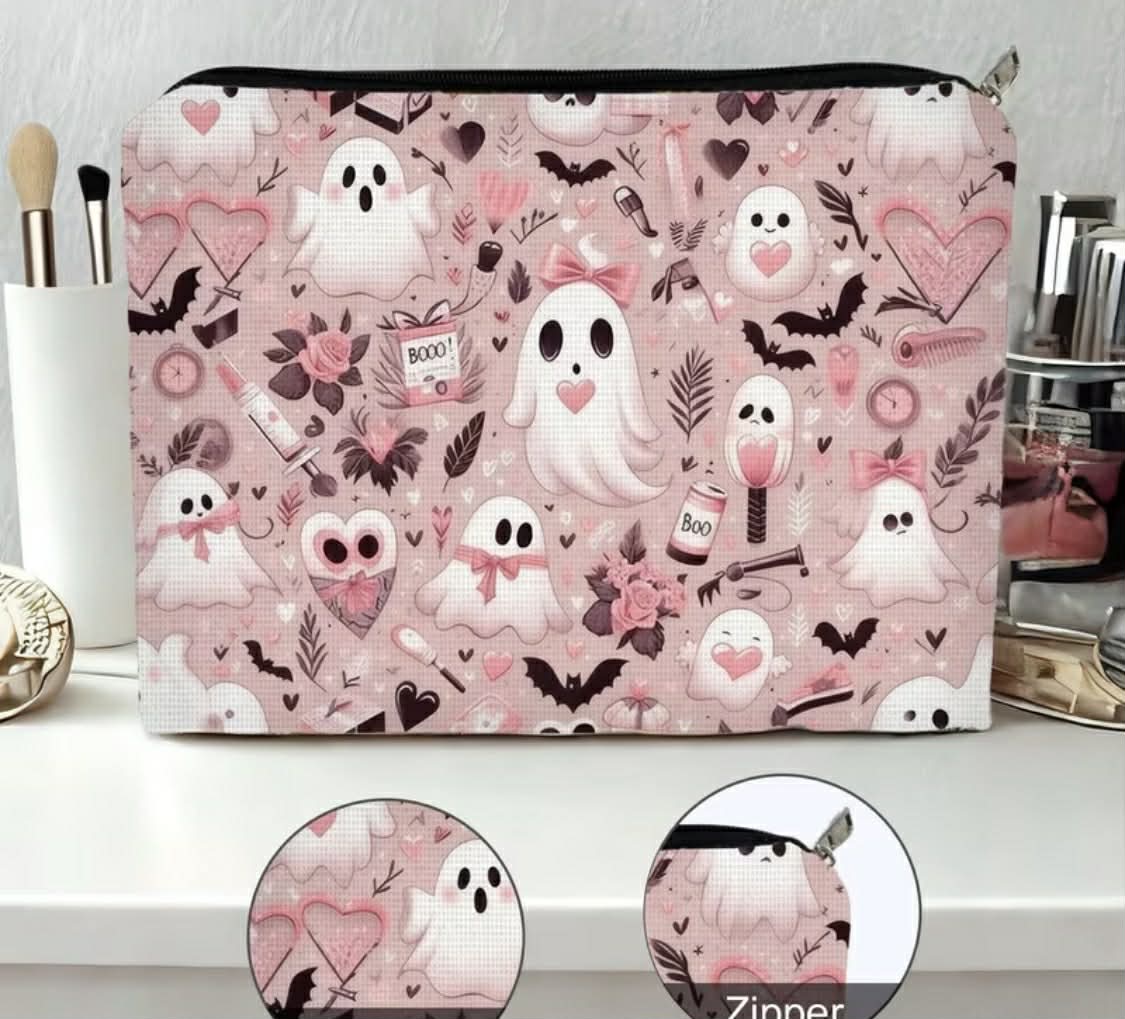 Pink Ghost Zippered Pouch