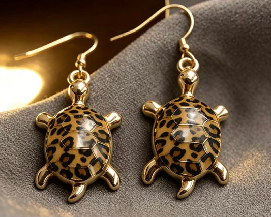 Leopard Turtle Earrings