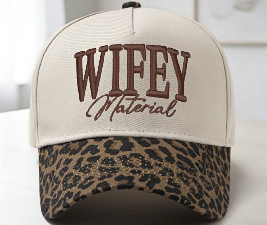 Wifey Material Leopard  Baseball Cap