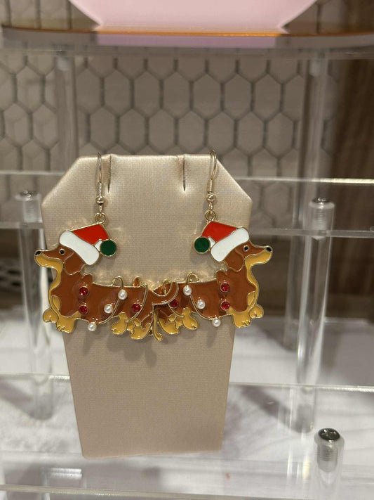 Holiday Weiner Dog Earrings