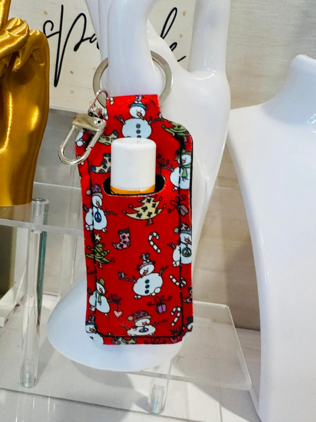 Christmas Lip Balm Holder Keychain Clips